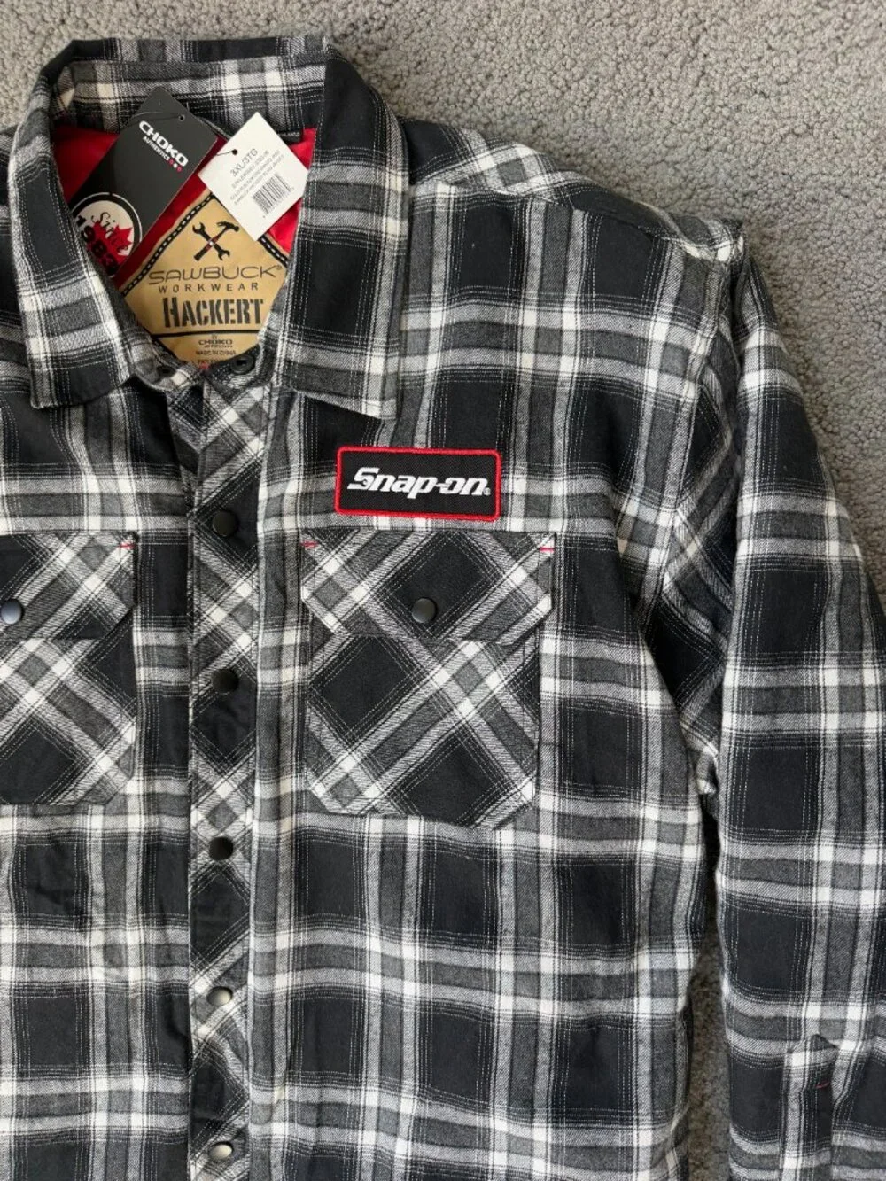 Snap-On Tools Choko Sawbuck Hackert Quilted Flannel Shacket Jacket Mens 3XL -NWT